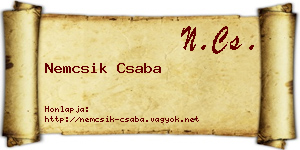 Nemcsik Csaba névjegykártya